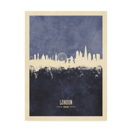 Michael Tompsett 'London England Skyline Navy Poster' Canvas Art,14x19